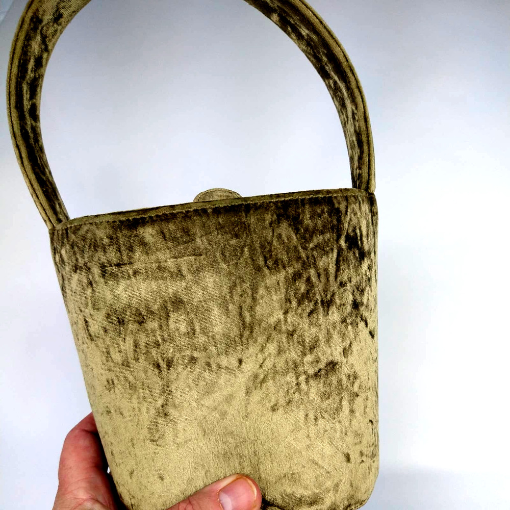 Vintage Salvatore Ferragamo Brown Velvet Bucket Bag / Handbag NEW with Paperwork